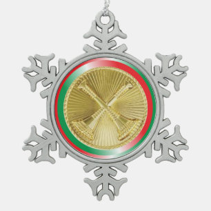Ornement Flocon De Neige Pompier Capitaine's Gold Bugle