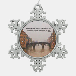 Ornement Flocon De Neige Pont de Florence avec la citation d'amour