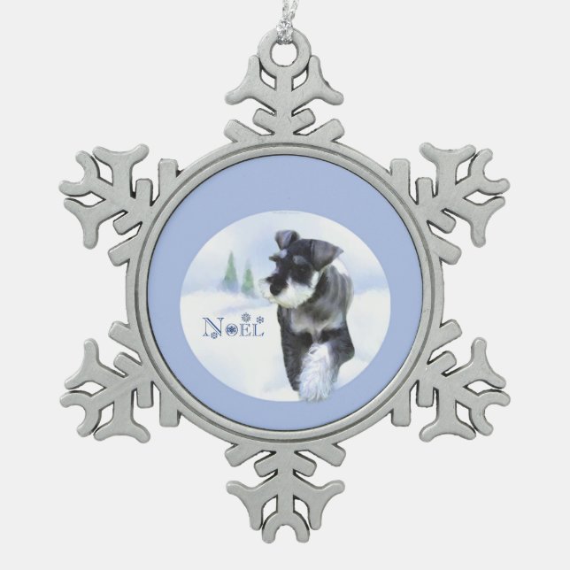Ornement Flocon De Neige Porte - clé standard Schnauzer Noel (Devant)
