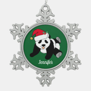 Ornement Flocon De Neige Porte Panda Cute Enfants Personnalisés Vert