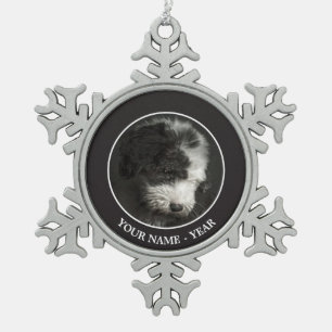 Ornement Flocon De Neige Portrait de Bobtail puppy