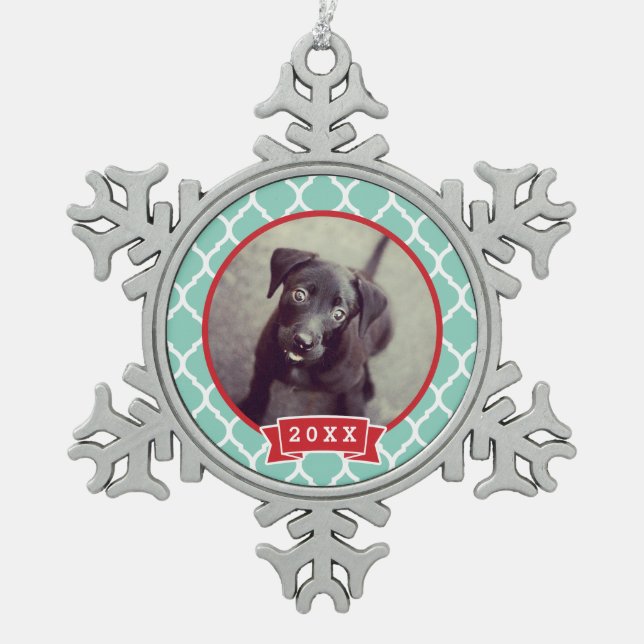 Ornement Flocon De Neige Portrait personnalisé de garde de photos pour anim (Devant)
