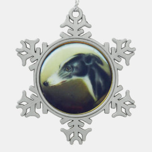 ORNEMENT FLOCON DE NEIGE PORTRAITS DE CHIENS VICTORIENS MINIATURE
