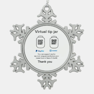 Ornement Flocon De Neige Pot virtuel de pourboires code q r don d'argent Pa