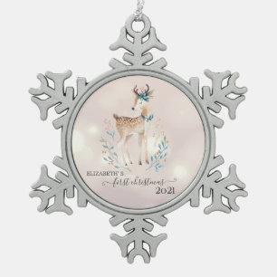 Ornement Flocon De Neige Premier Noël, Cerf de fête adorable