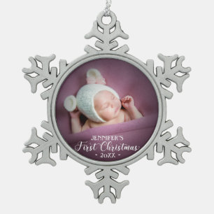 Ornement Flocon De Neige Premier Noël de Bébé Ajoutez Votre Photo 