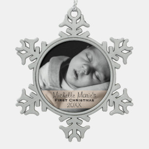 Ornement Flocon De Neige Premier Noël de photo du bébé fait sur commande