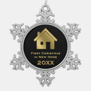 Ornement Flocon De Neige Premier Noël d'or dans la nouvelle maison 20XX
