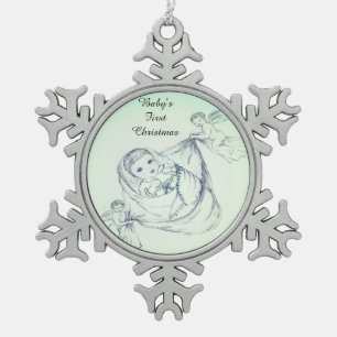 Ornement Flocon De Neige Premier Noël du bébé