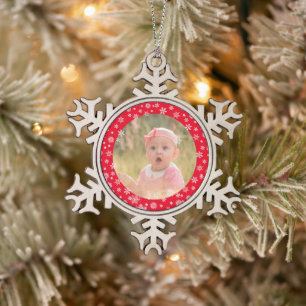 Ornement Flocon De Neige Premier Noël du bébé mignon