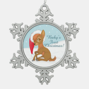 Ornement Flocon De Neige Premier Noël du bébé (renne)