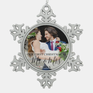 Ornement Flocon De Neige Premier Noël En Tant Que M. & Mme Photo
