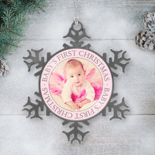 Ornement Flocon De Neige Premier Noël Lumière rose Personnalisé Baby Girl P