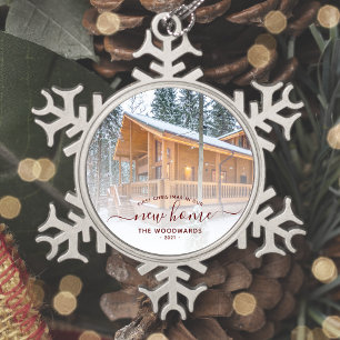 Ornement Flocon De Neige Premier Noël Nouveau Accueil Photo personnalisée S