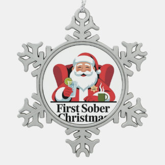 Ornement Flocon De Neige Premier Noël sobre Santa Sobriété Noël