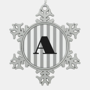 Ornement Flocon De Neige Première Classic rayures gris et blanc vintage