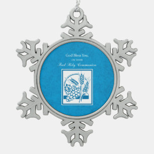 Ornement Flocon De Neige Première Communion, Blé, Raisins Bleus