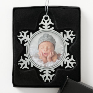 Ornement Flocon De Neige Première photo de Noël de bébé Oh So Merry Little 