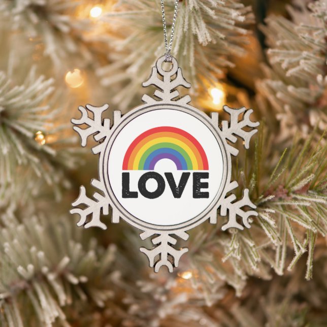 Ornement Flocon De Neige Pride L'amour est amour L'égalité gay Rainbow LGBT (Arbre)