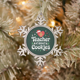 Ornement Flocon De Neige Professeur de Noël de cookies intelligents
