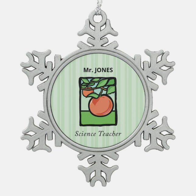 Ornement Flocon De Neige Professeur de science Merci, Pomme (Devant)
