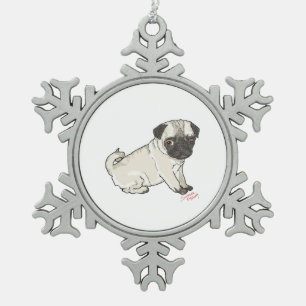 Ornement Flocon De Neige Pug puppy