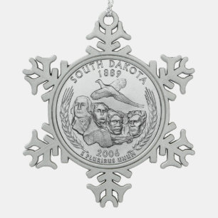 Ornement Flocon De Neige Quart de dollar de l'État du Dakota du Sud