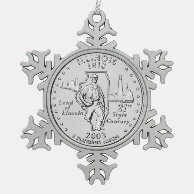 Ornement Flocon De Neige Quart de dollar de l'Illinois (Devant)