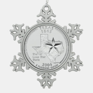 Ornement Flocon De Neige Quart de dollar du Texas