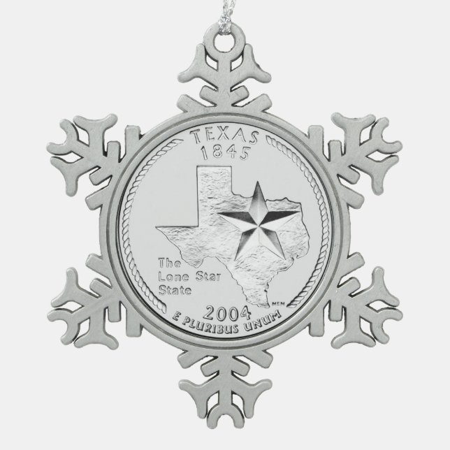 Ornement Flocon De Neige Quart de dollar du Texas (Devant)