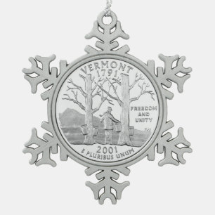 Ornement Flocon De Neige Quart de dollar du Vermont
