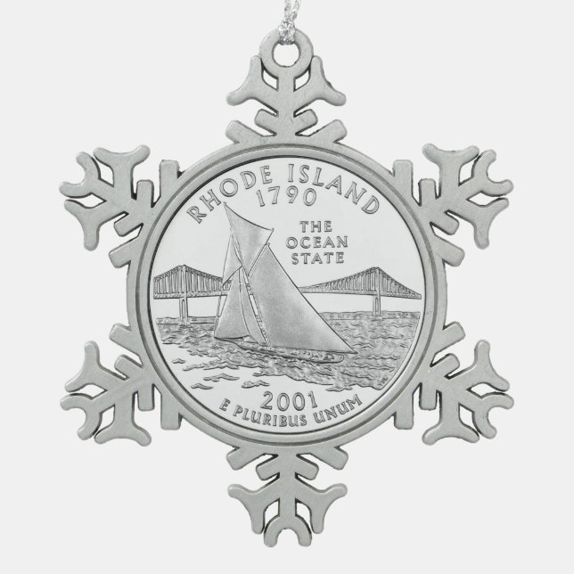 Ornement Flocon De Neige Quarter d'État de Rhode Island (Devant)