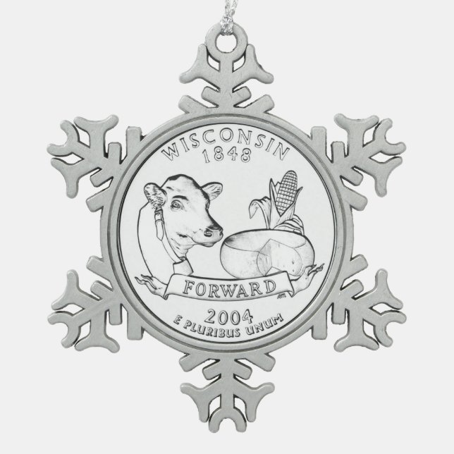 Ornement Flocon De Neige Quartier d'État du Wisconsin (Devant)