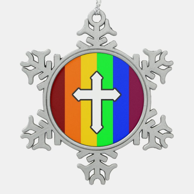 Ornement Flocon De Neige Rainbow Cross ROY G BIV (Devant)