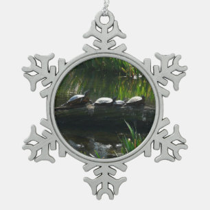 Ornement Flocon De Neige Rangée de tortues photo verte de la nature