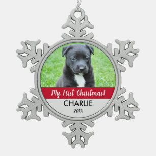 Ornement Flocon De Neige Red Custom Chien Photo Chien Chien Chien de Noël d