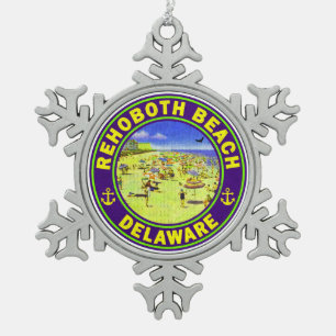 Ornement Flocon De Neige Rehoboth Beach Delaware Vintage voyage Vacances
