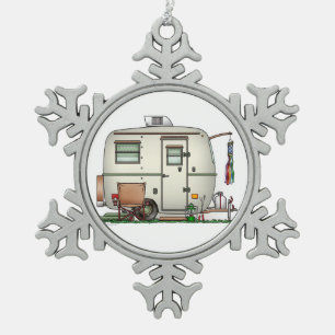 Ornement Flocon De Neige Remorque en verre vintage mignonne de voyage de