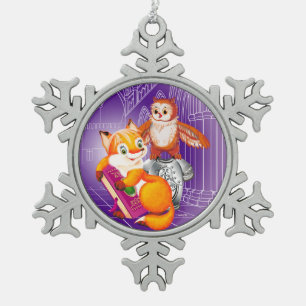 Ornement Flocon De Neige renard et hibou