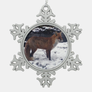 Ornement Flocon De Neige Renard roux dans la neige