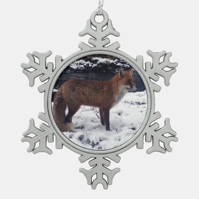 Ornement Flocon De Neige Renard roux dans la neige (Devant)