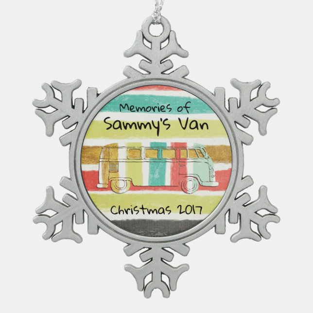 Ornement Flocon De Neige Retro Family Bus avec bandes Super (Devant)