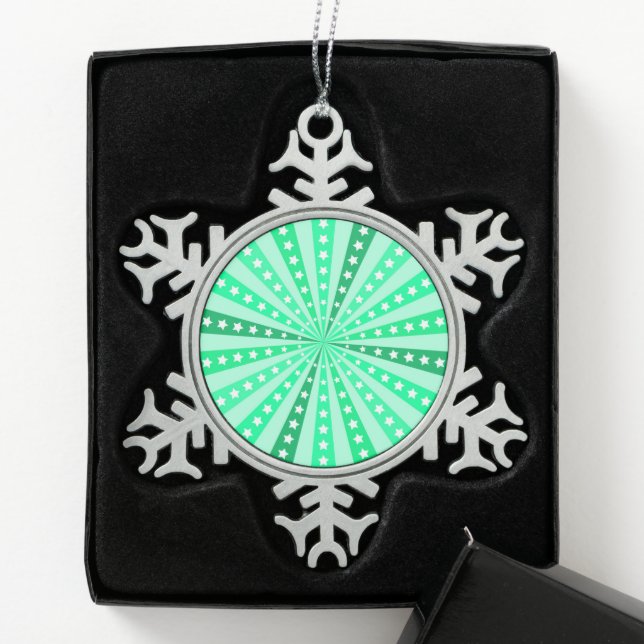Ornement Flocon De Neige Retro Starburst Background - Green (Boîte)