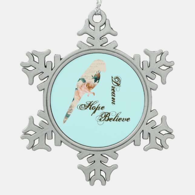 Ornement Flocon De Neige Rêve, Espoir, Crois Oiseau (Devant)