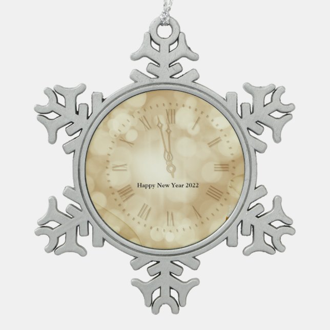 Ornement Flocon De Neige Réveillon du Nouvel An avec lunettes de champagne (Devant)
