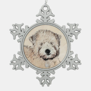 Ornement Flocon De Neige Revêtu doux Roue Peinture Terrier Art original