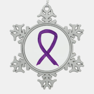 Ornement Flocon De Neige Ribbon Charme de violet de sensibilisation Ornemen