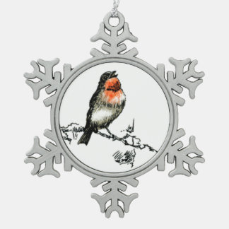 Ornement Flocon De Neige Robin de Noël