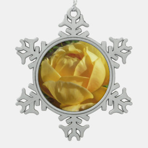 Ornement Flocon De Neige Rose anglaise jaune