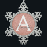 Ornement Flocon De Neige Rose Rose Parties scintillant Or & Monogramme étin<br><div class="desc">Parties scintillant Rose Rose Gold Faux et Élégant monogramme ornement de Noël. Cet ornement peut être customisé pour inclure votre nom initial et prénom.</div>